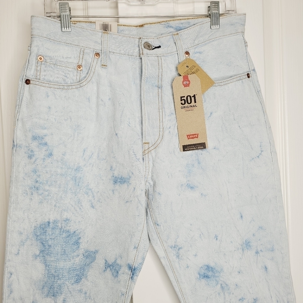 Levi’s 501 Skinny Jeans Light Acid Wash tie dye 29 by 26 - Picture 2 of 8